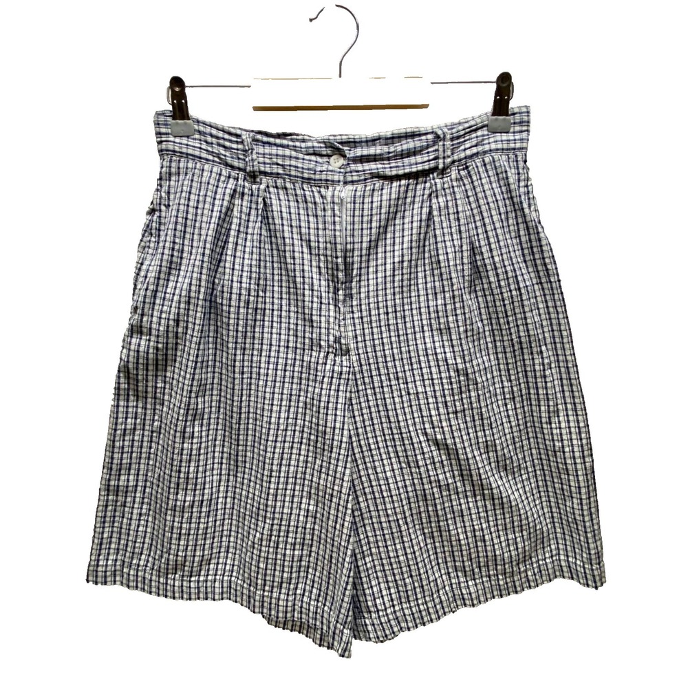 Legacy Shorts Women's Junior 13 Blue White Plaid 8" Inseam Walking Casual GUC